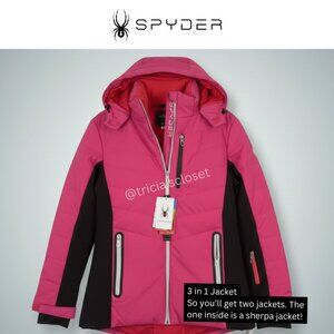 Spyder NEW Women’s Pink 3 in 1 Ski Jacket Sherpa Insulated Winter Coat